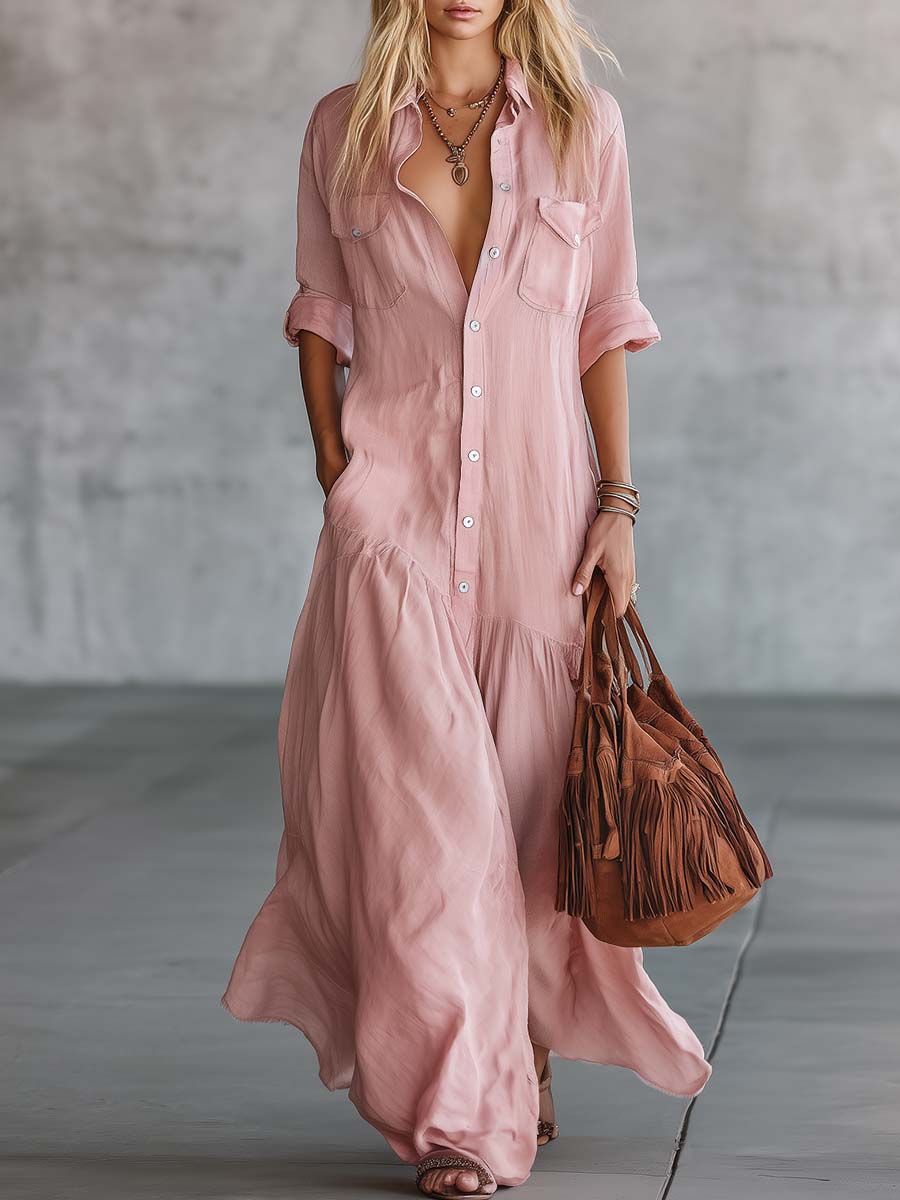 Vestido Camisero Rosa
