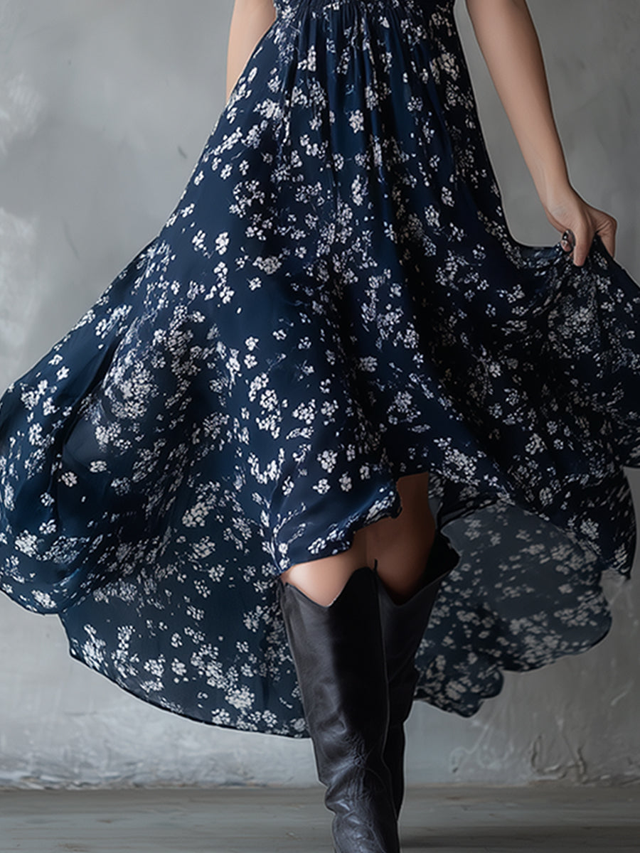Vestido Maxi Floral Azul