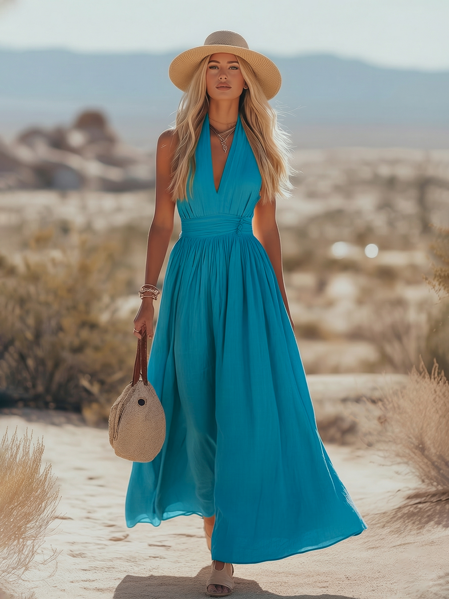 Vestido Halter Lino