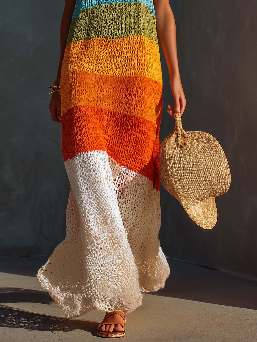 Vestido Maxi Halter Rayas