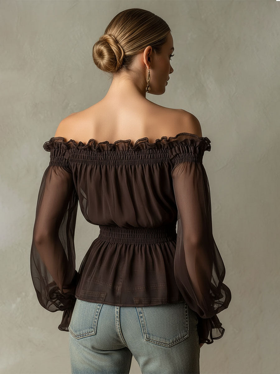 Blusa Marrón con Volantes