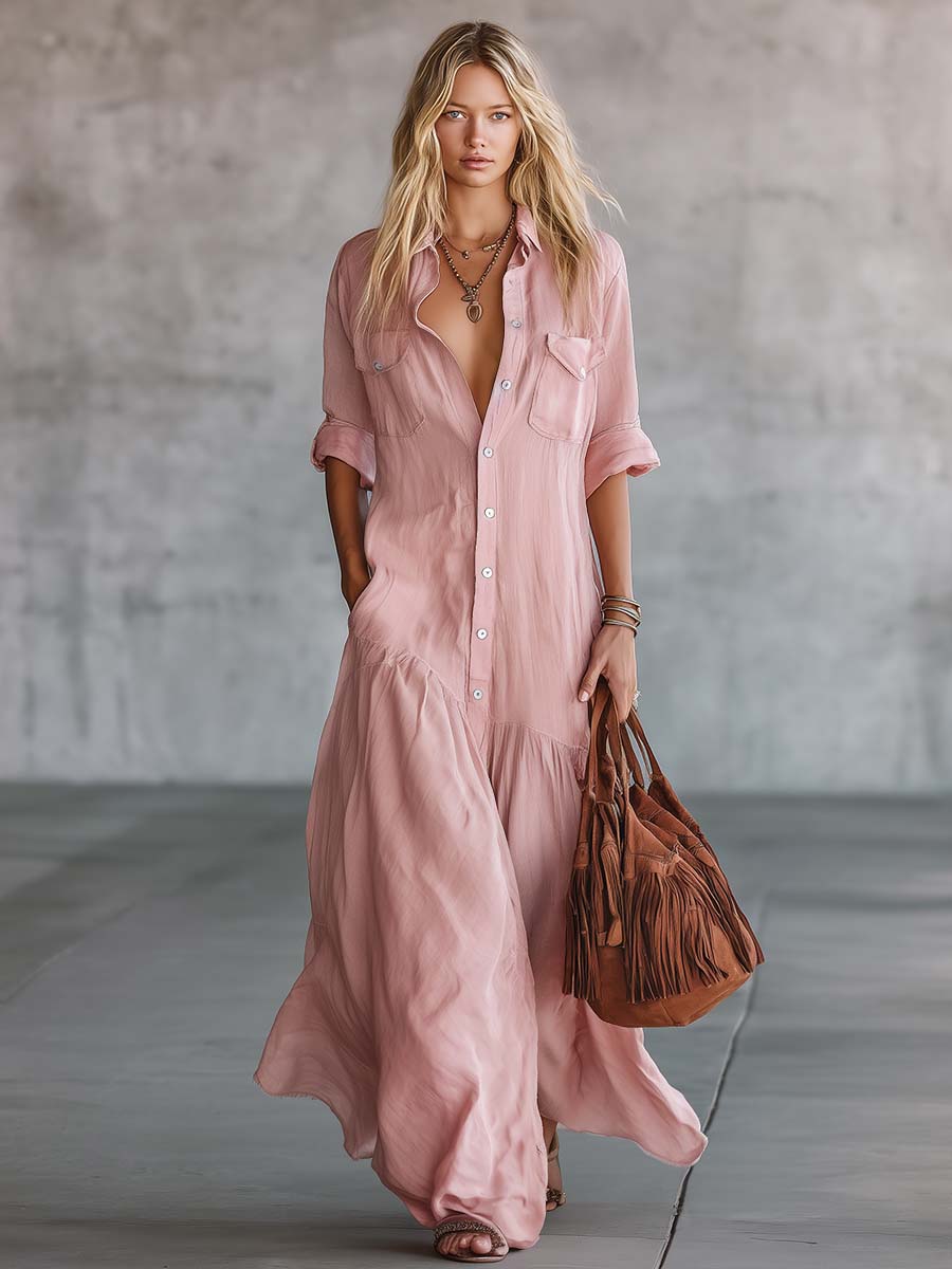 Vestido Camisero Rosa
