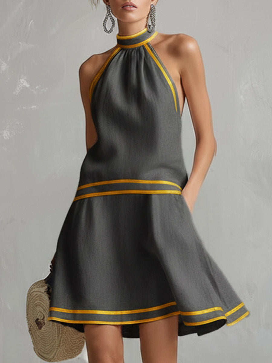 Vestido Mini Halter Contraste