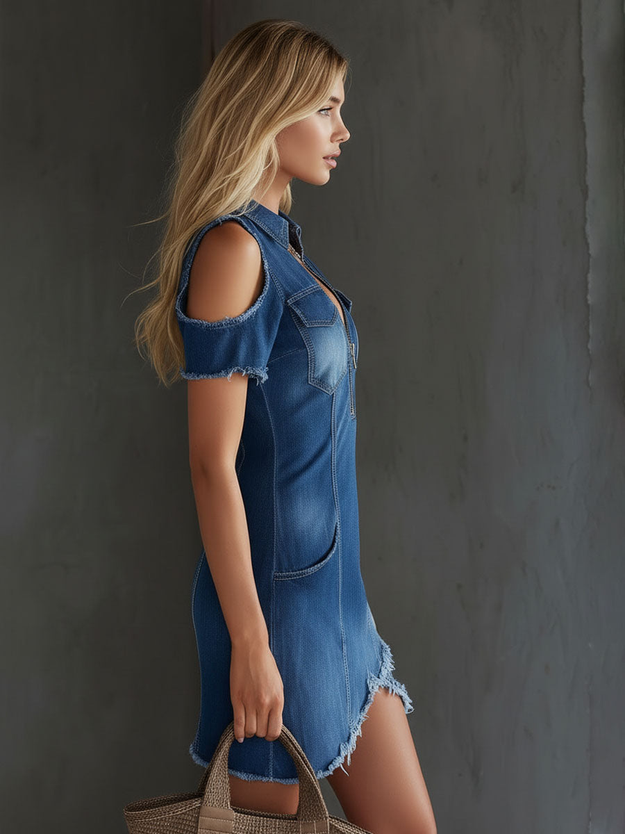 Vestido Denim Hombro Descubierto