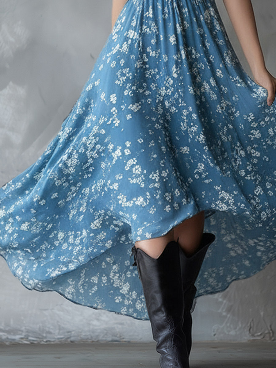Vestido Maxi Floral Azul