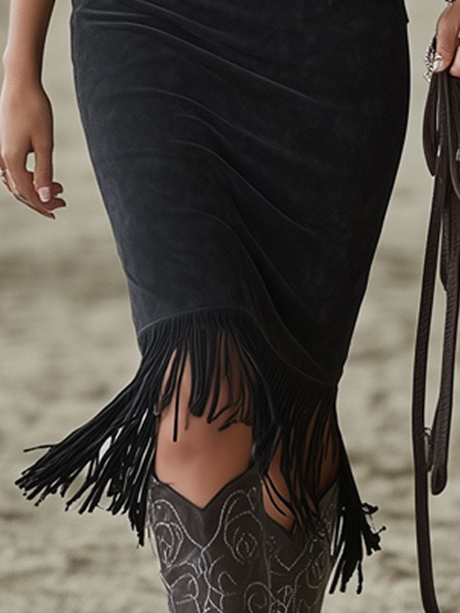 Vestido Midi Western Negro