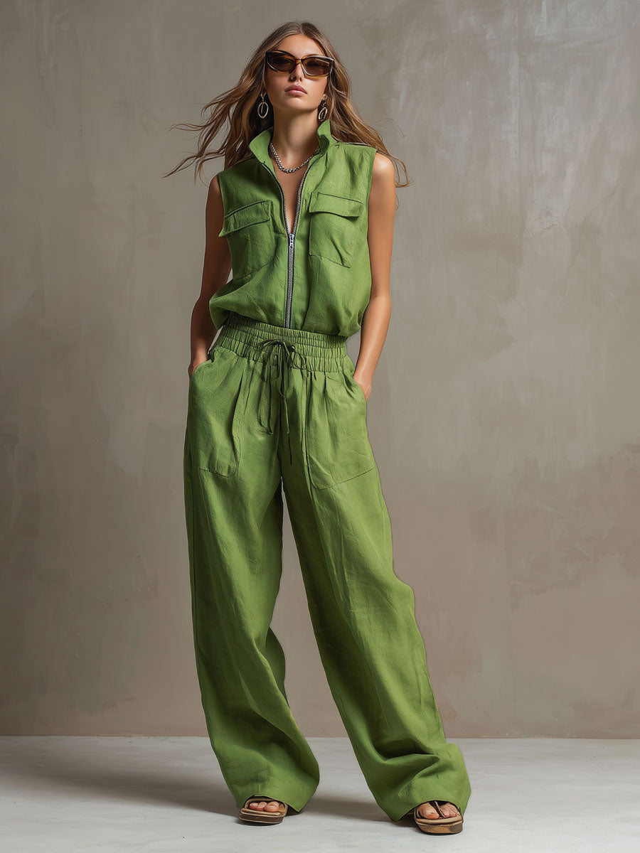 Conjunto Verde de Lino