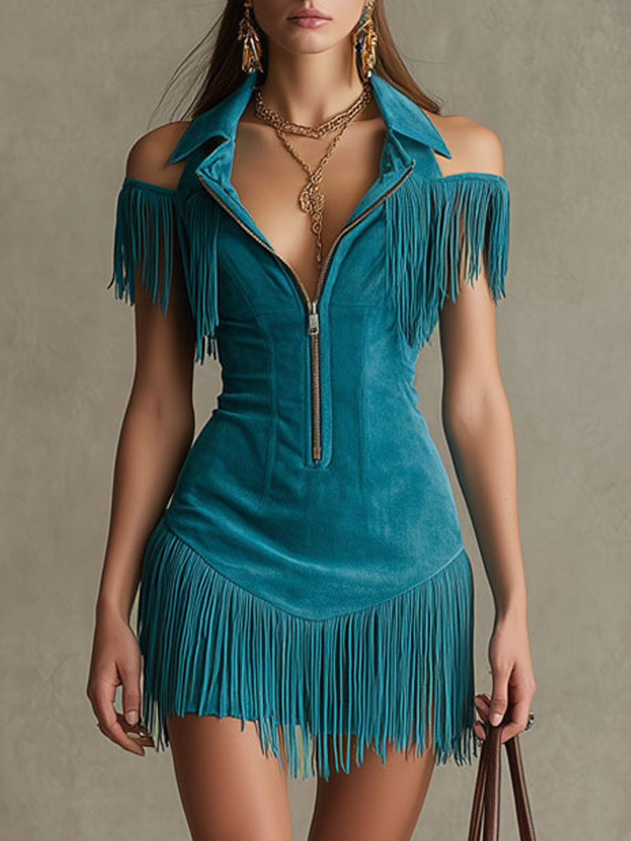 Vestido Mini Azul Pavo Real