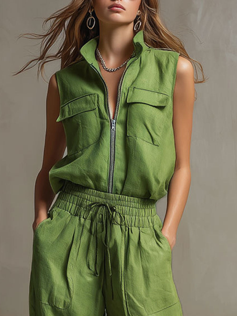 Conjunto Verde de Lino