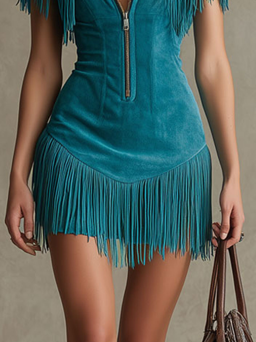 Vestido Mini Azul Pavo Real