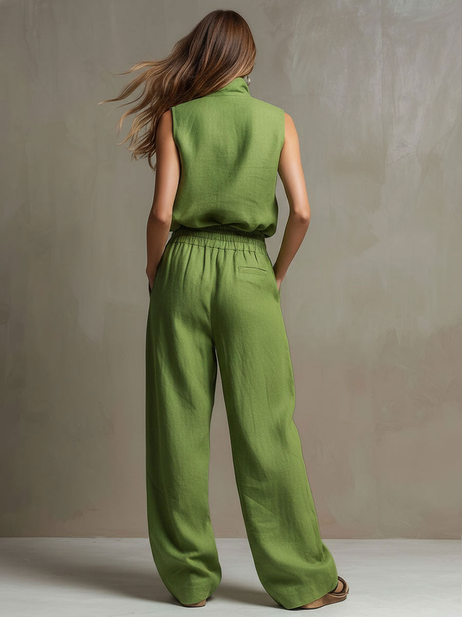 Conjunto Verde de Lino