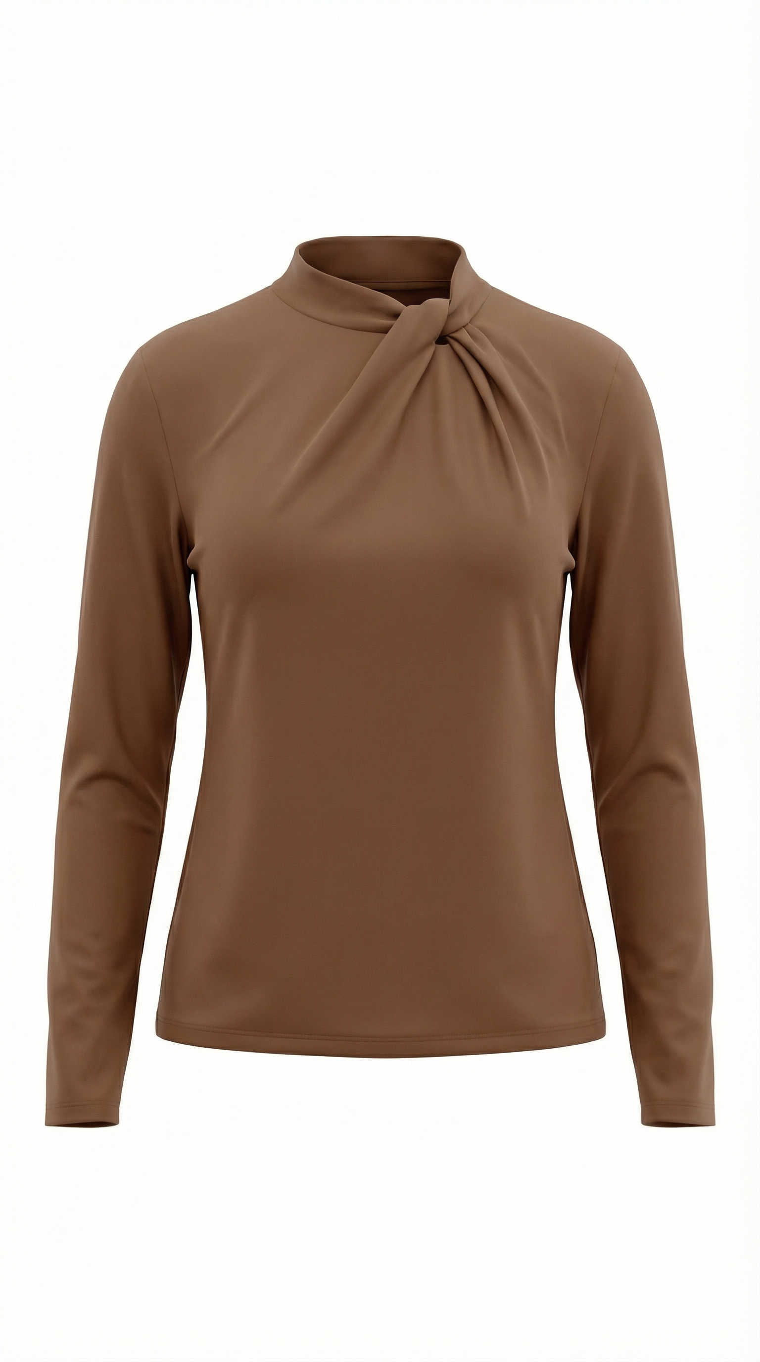 Blusa de cuello mock con lazo delicado