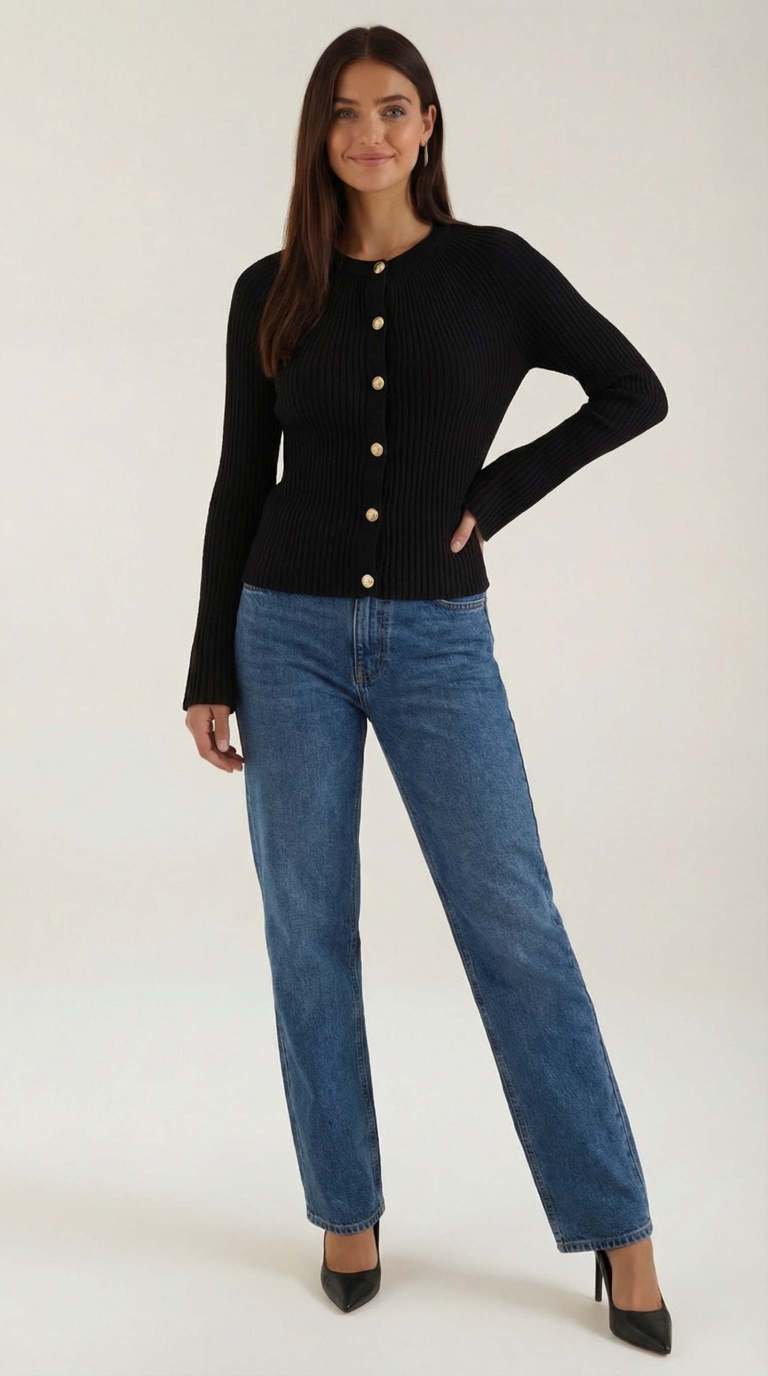 Camiseta de punto con botonadura frontal refinada