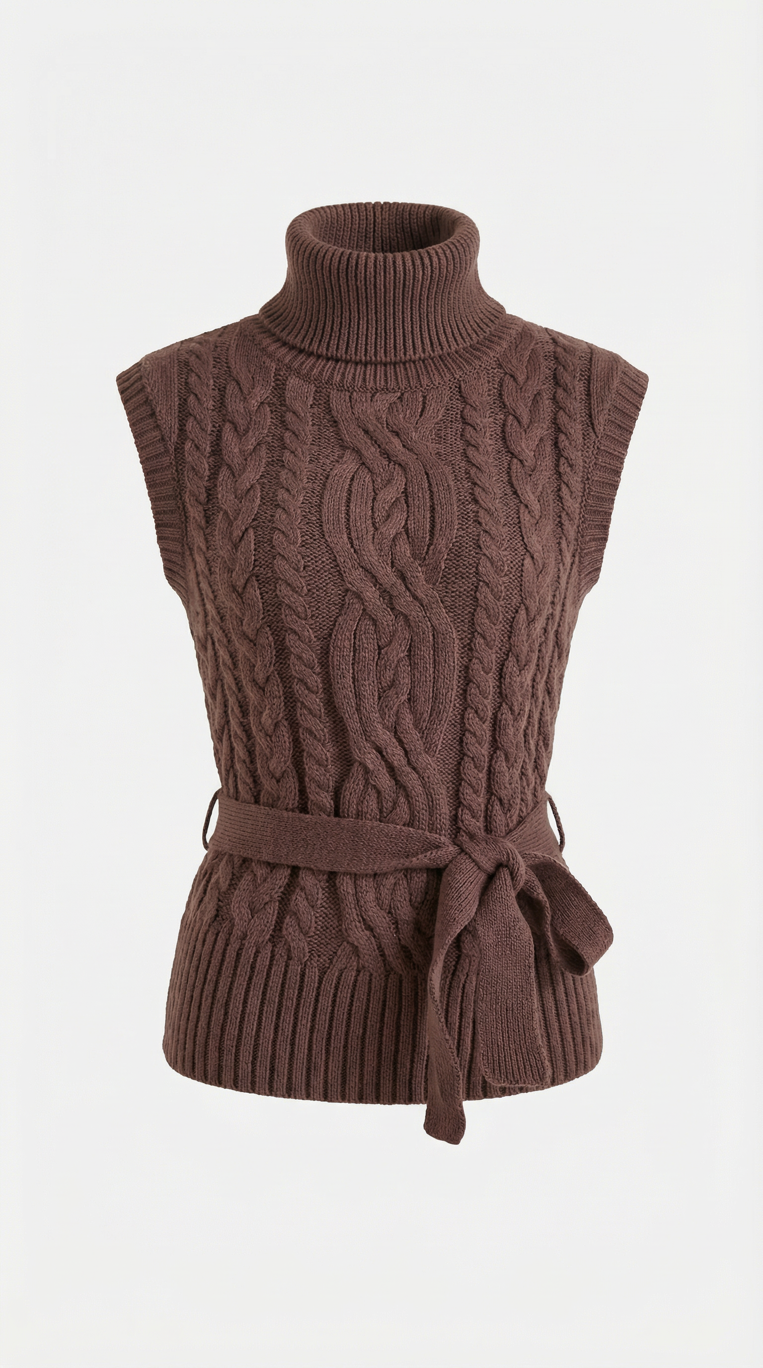 Chaleco Punto Trenzado Cuello Alto