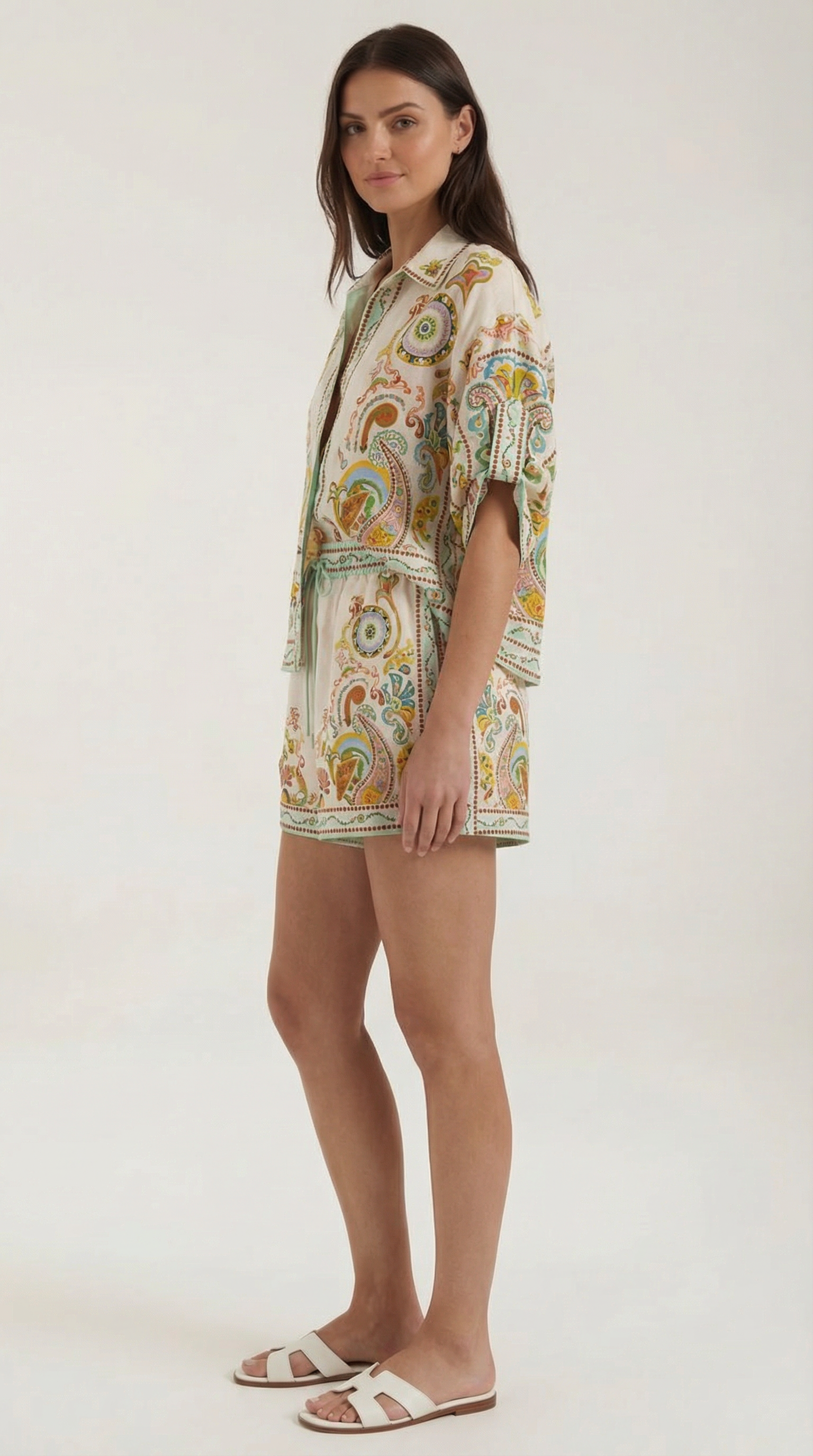 Conjunto de camiseta y shorts con estampado boho