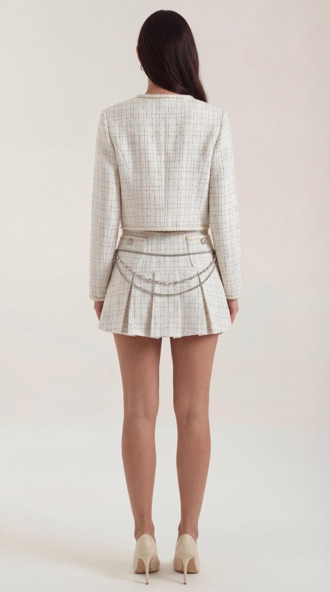 Conjunto de falda de tweed de inspiración clásica