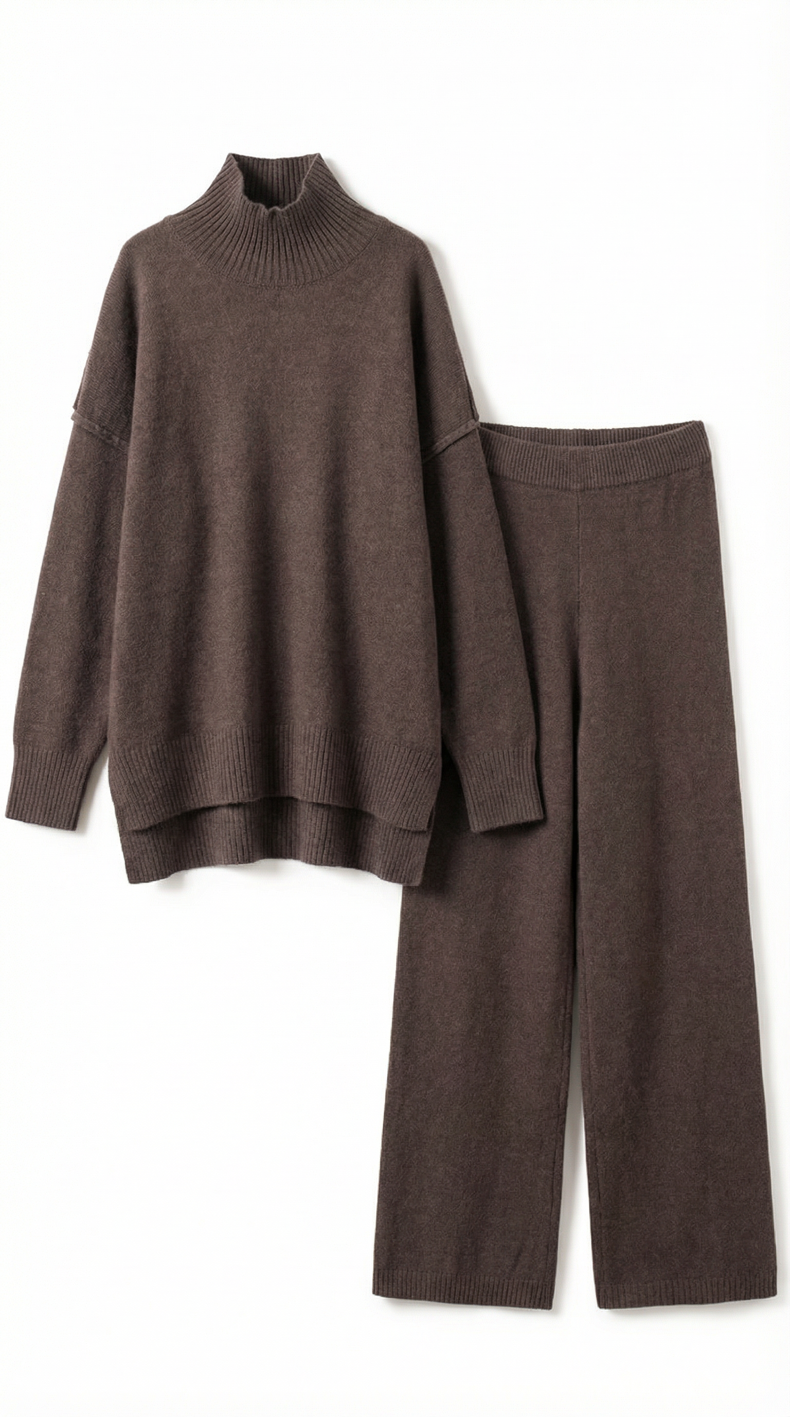 Conjunto de suéter de cuello alto con pantalones vaqueros