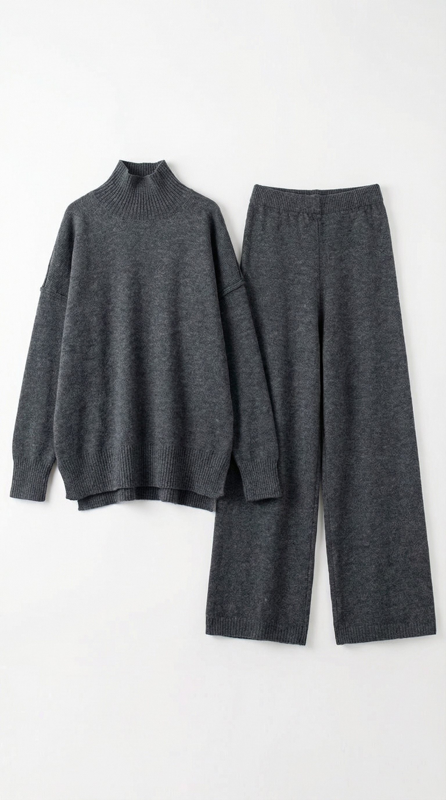 Conjunto de suéter de cuello alto con pantalones vaqueros