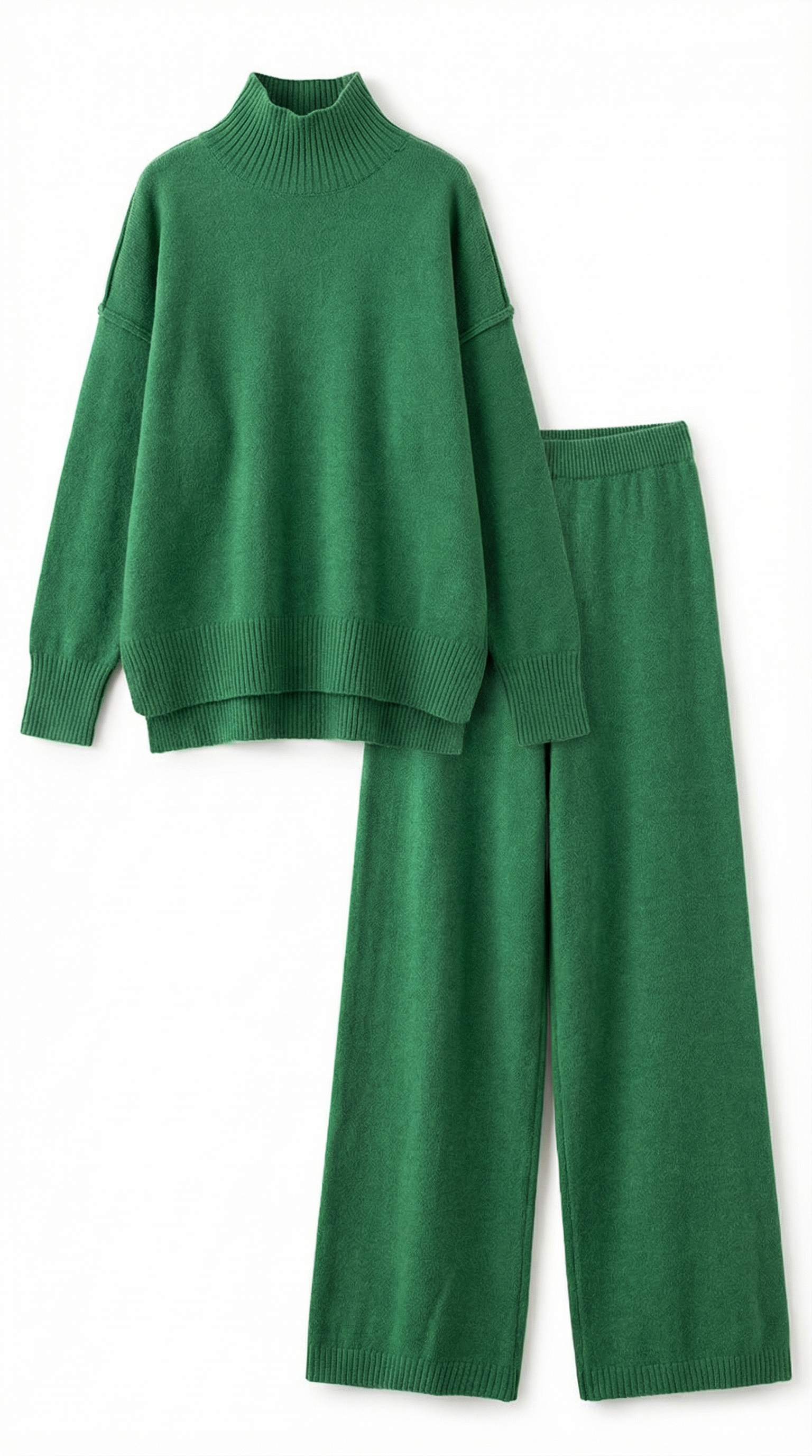 Conjunto de suéter de cuello alto con pantalones vaqueros