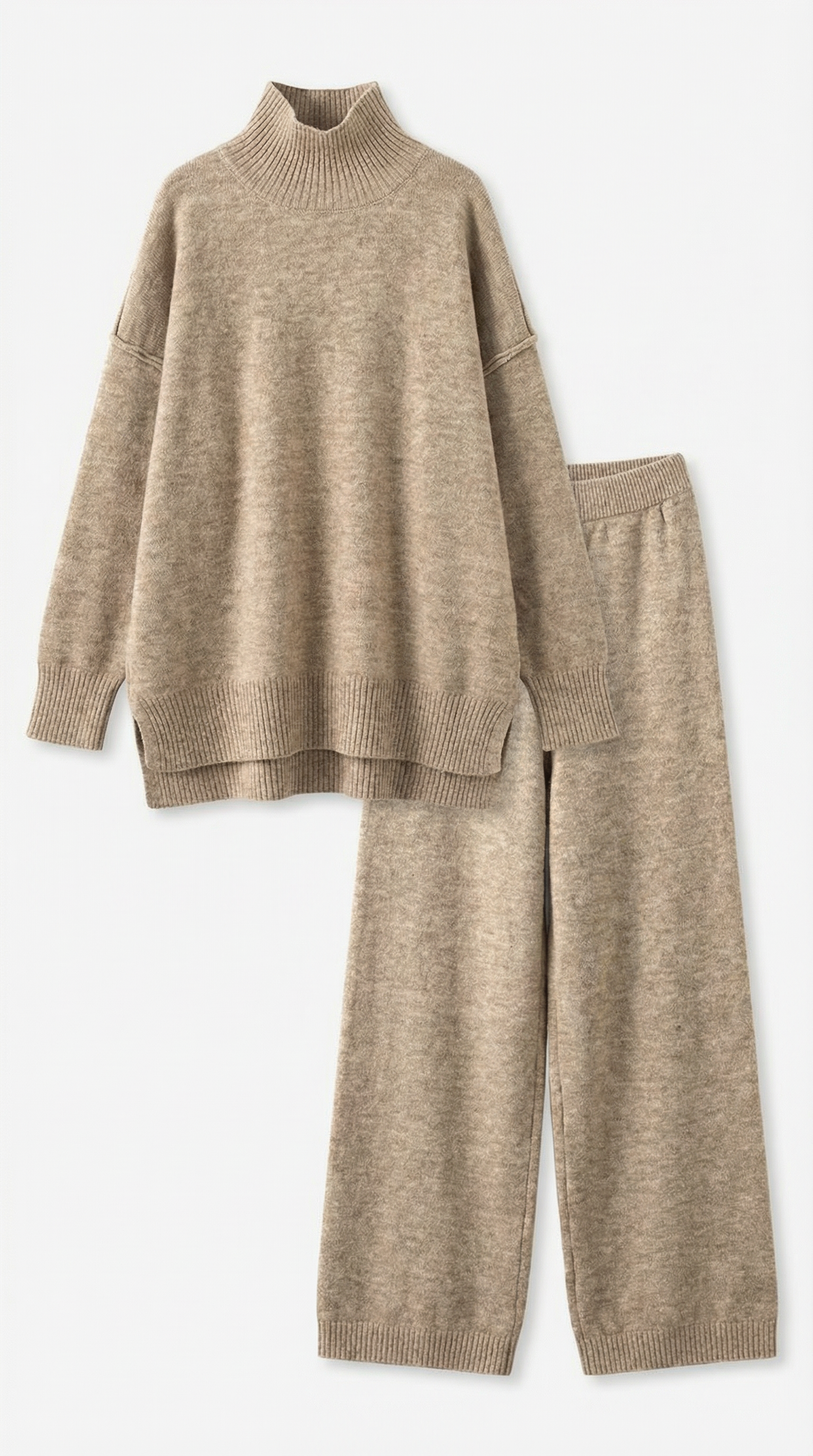 Conjunto de suéter de cuello alto con pantalones vaqueros