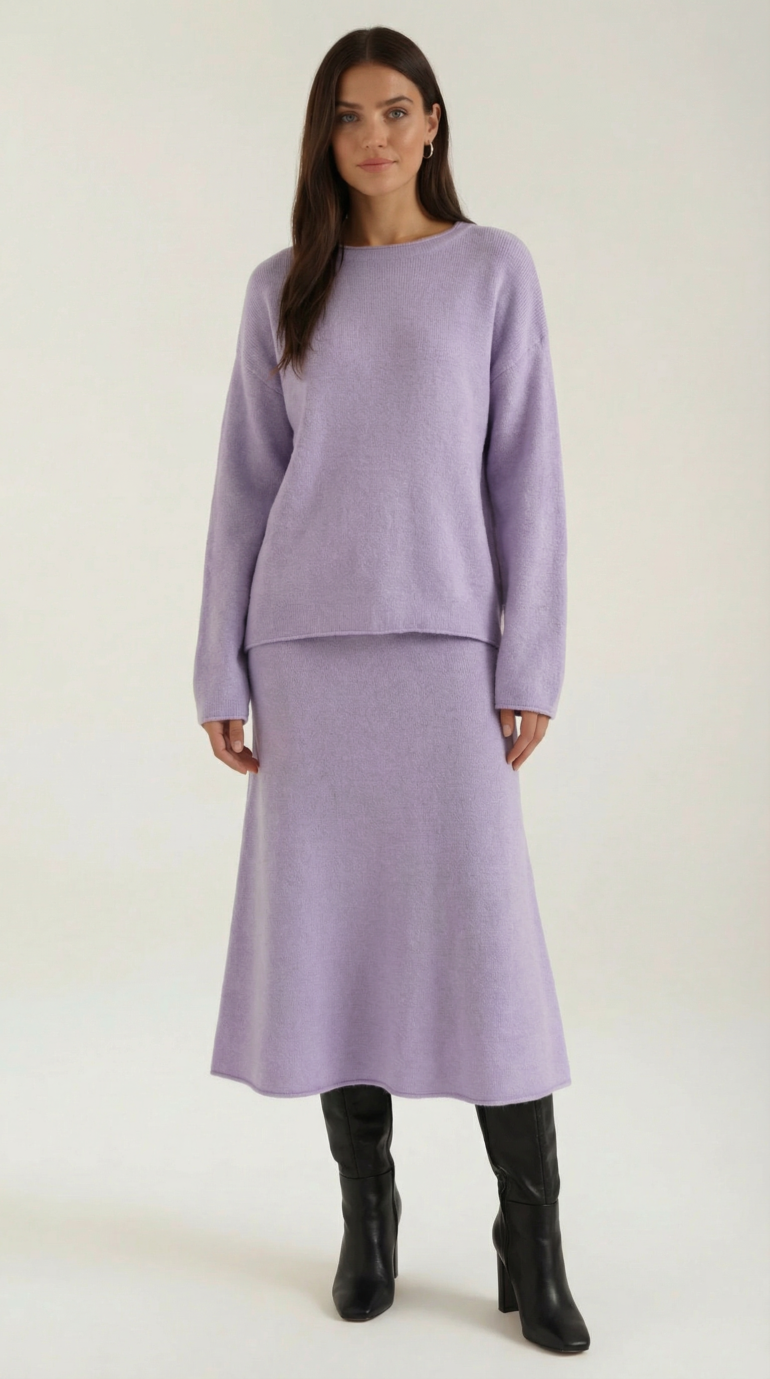 Conjunto de suéter y falda de silueta elegante