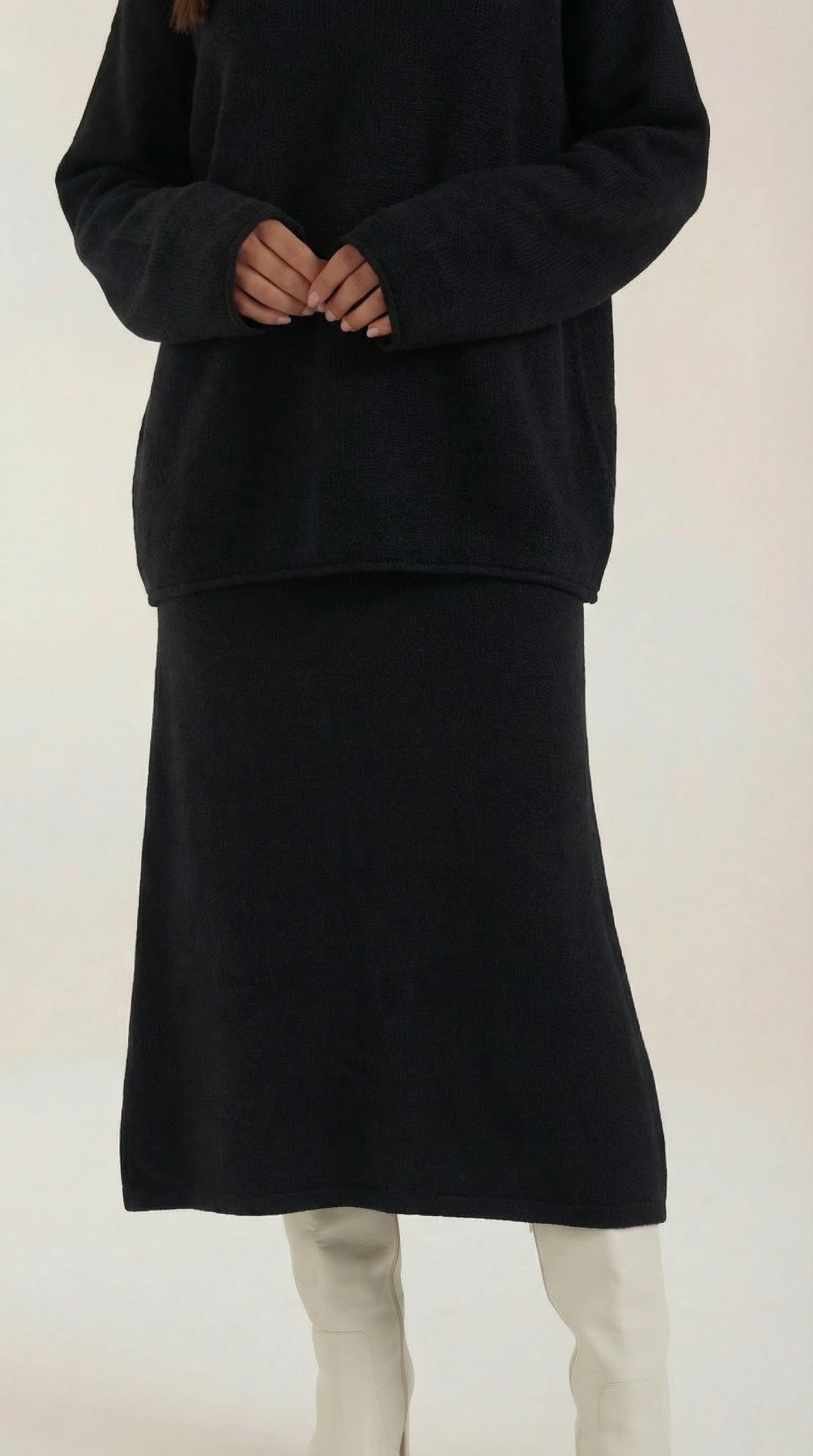 Conjunto de suéter y falda de silueta elegante