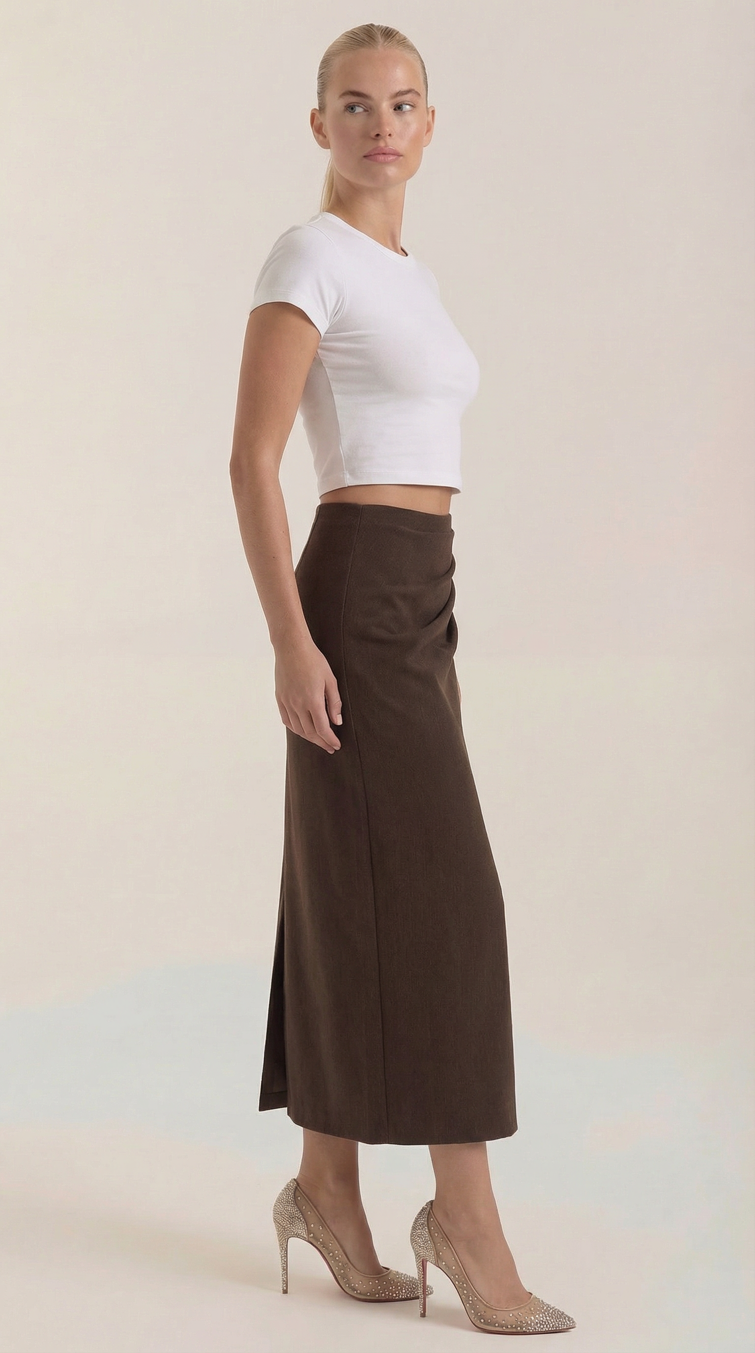 Falda midi con volantes y caída ligera