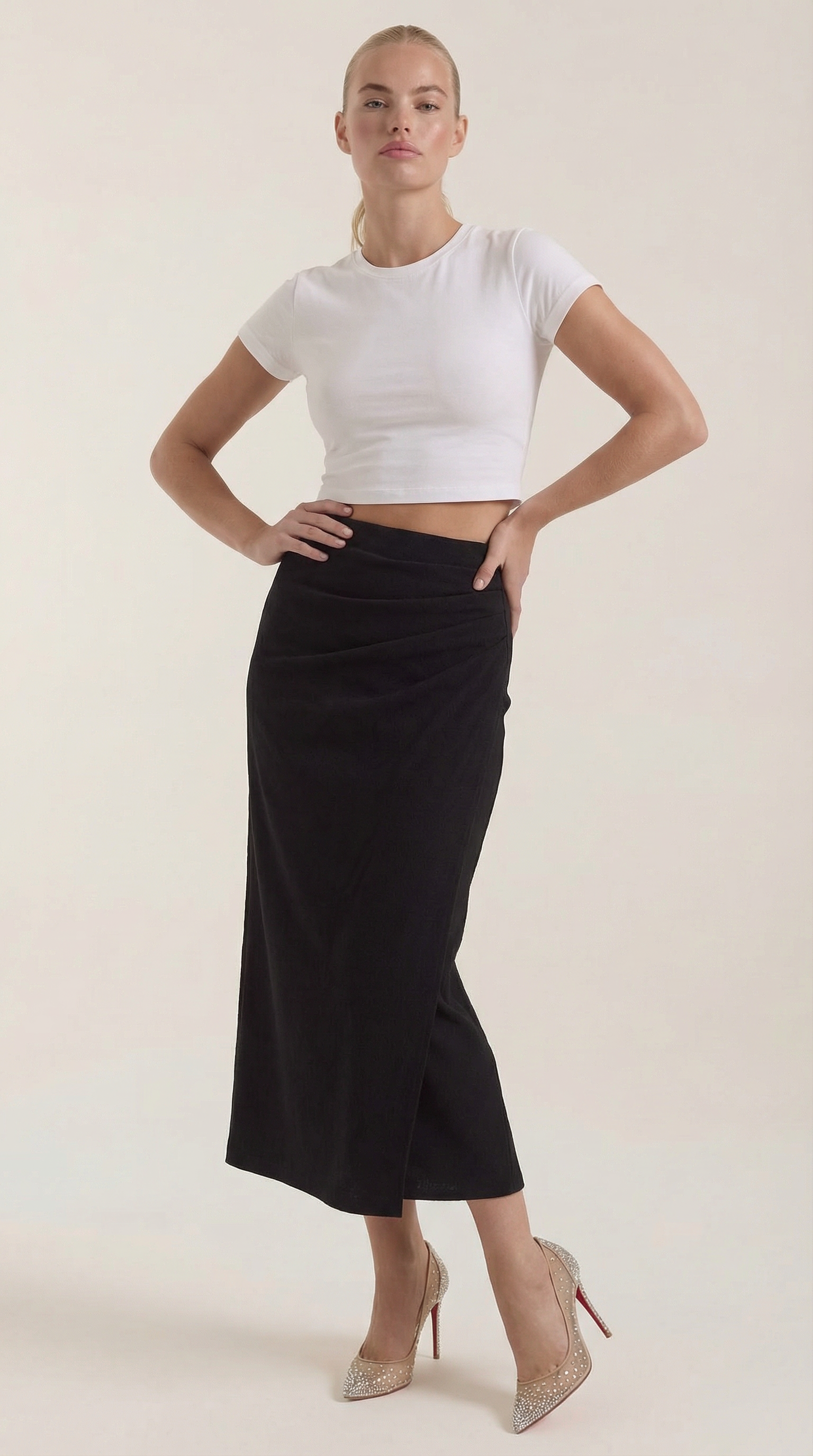 Falda midi con volantes y caída ligera