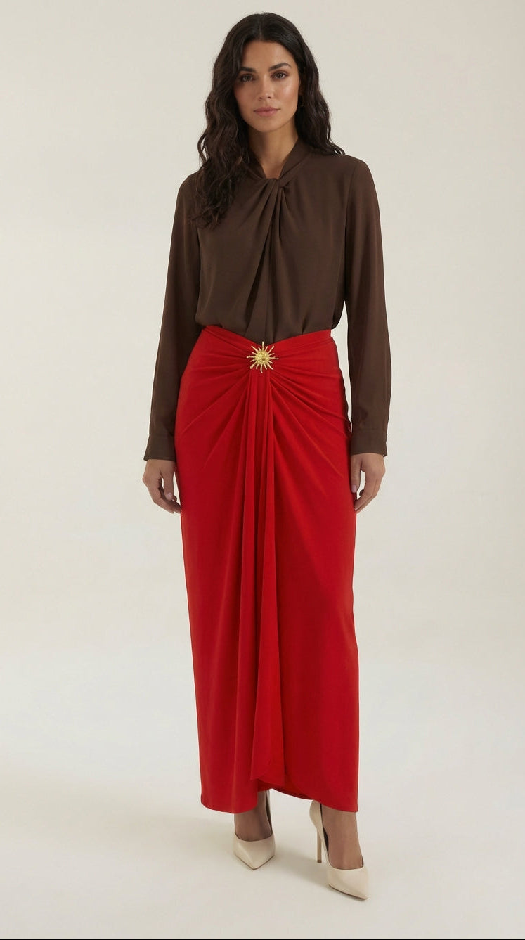 Falda midi de diseño entallado