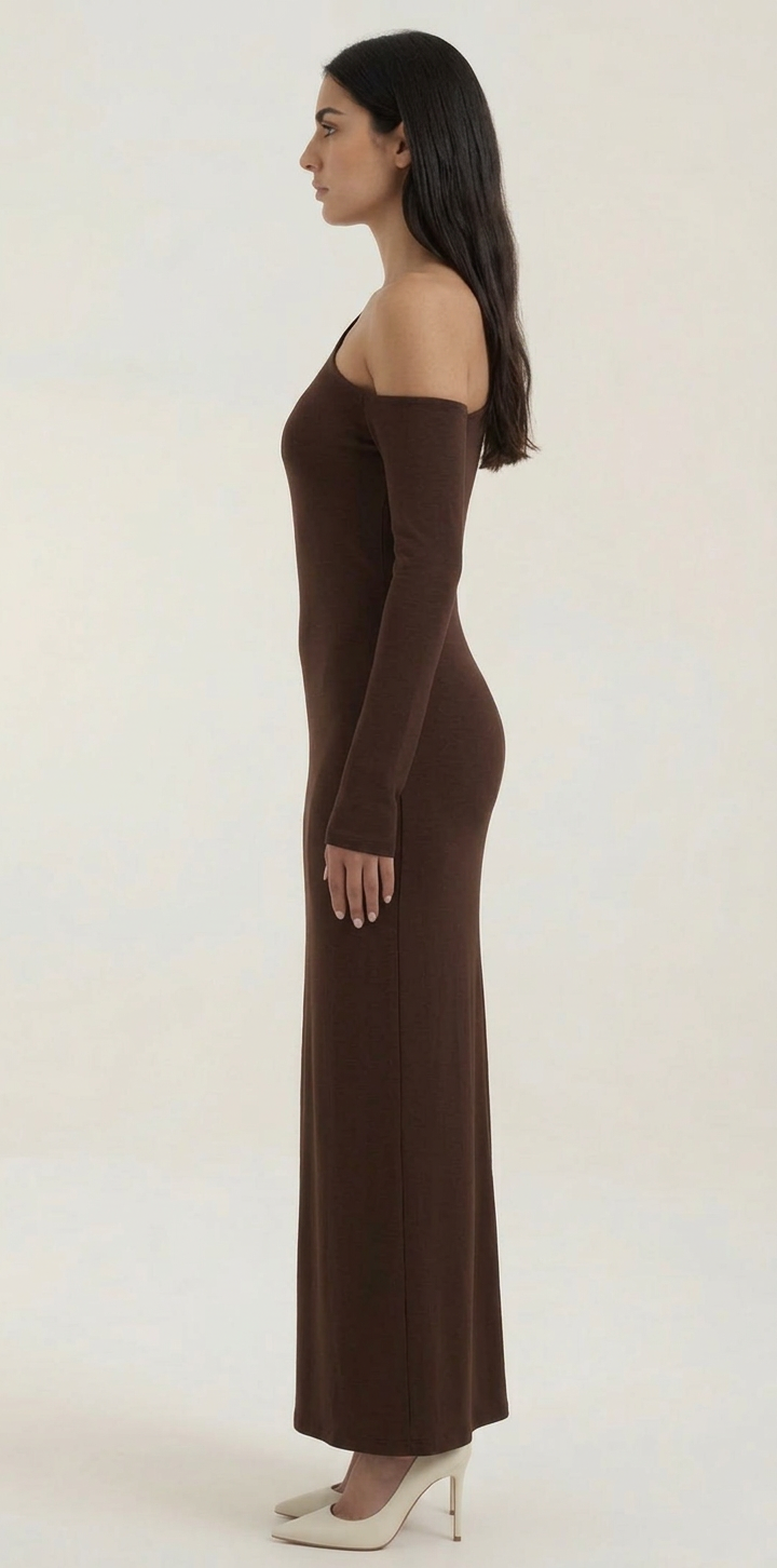 Vestido maxi bodycon de corte largo