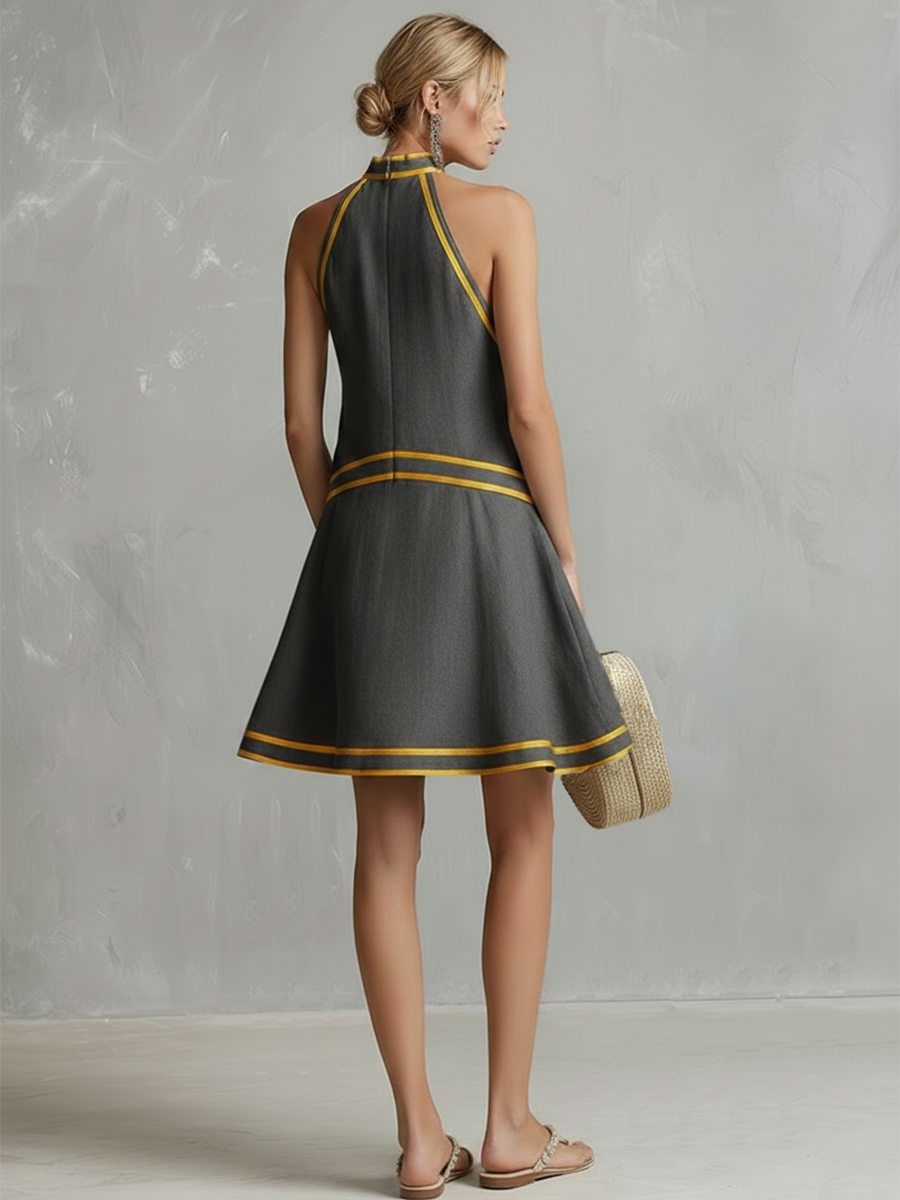Vestido Mini Halter Contraste