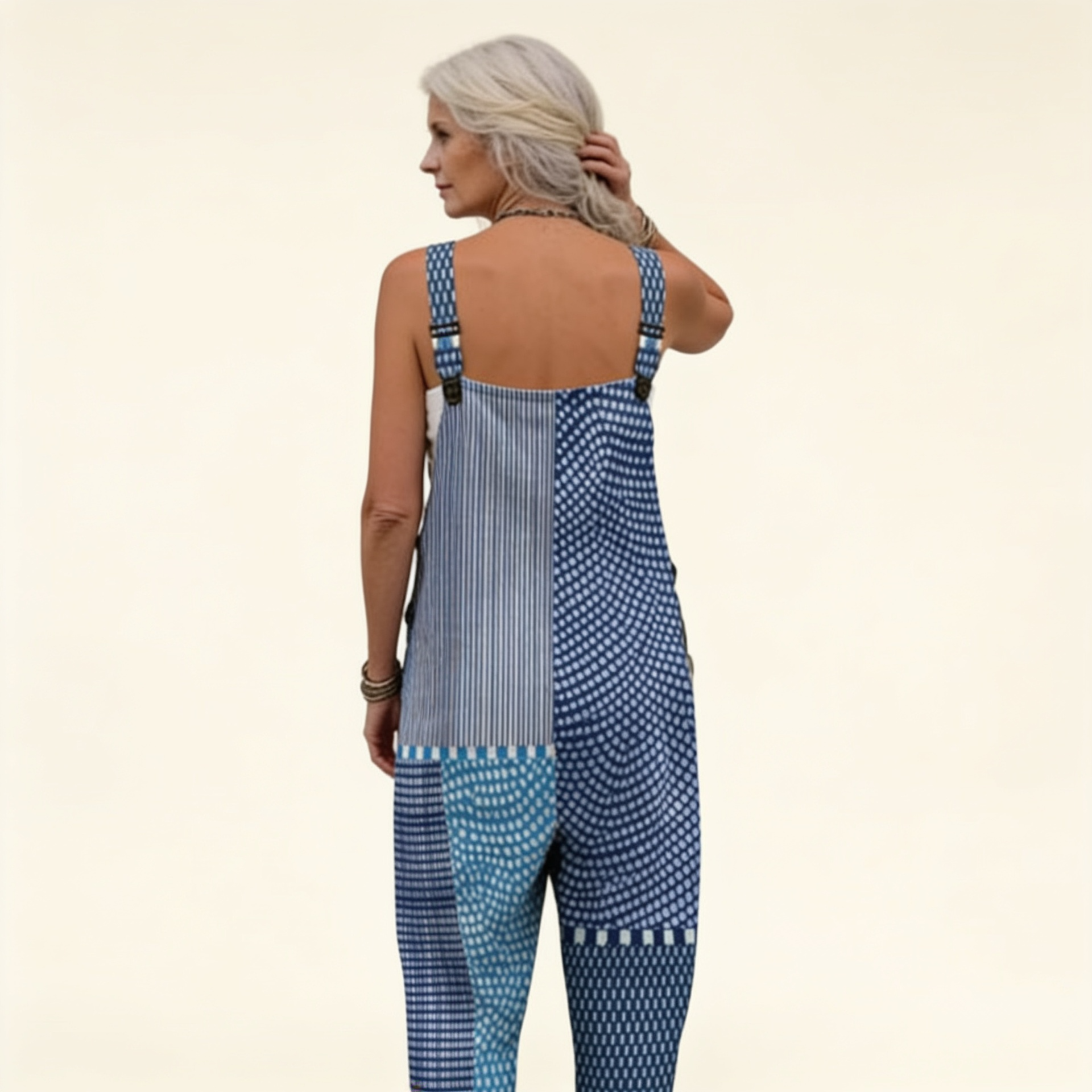 Hilde | Peto con patchwork azul gráfico