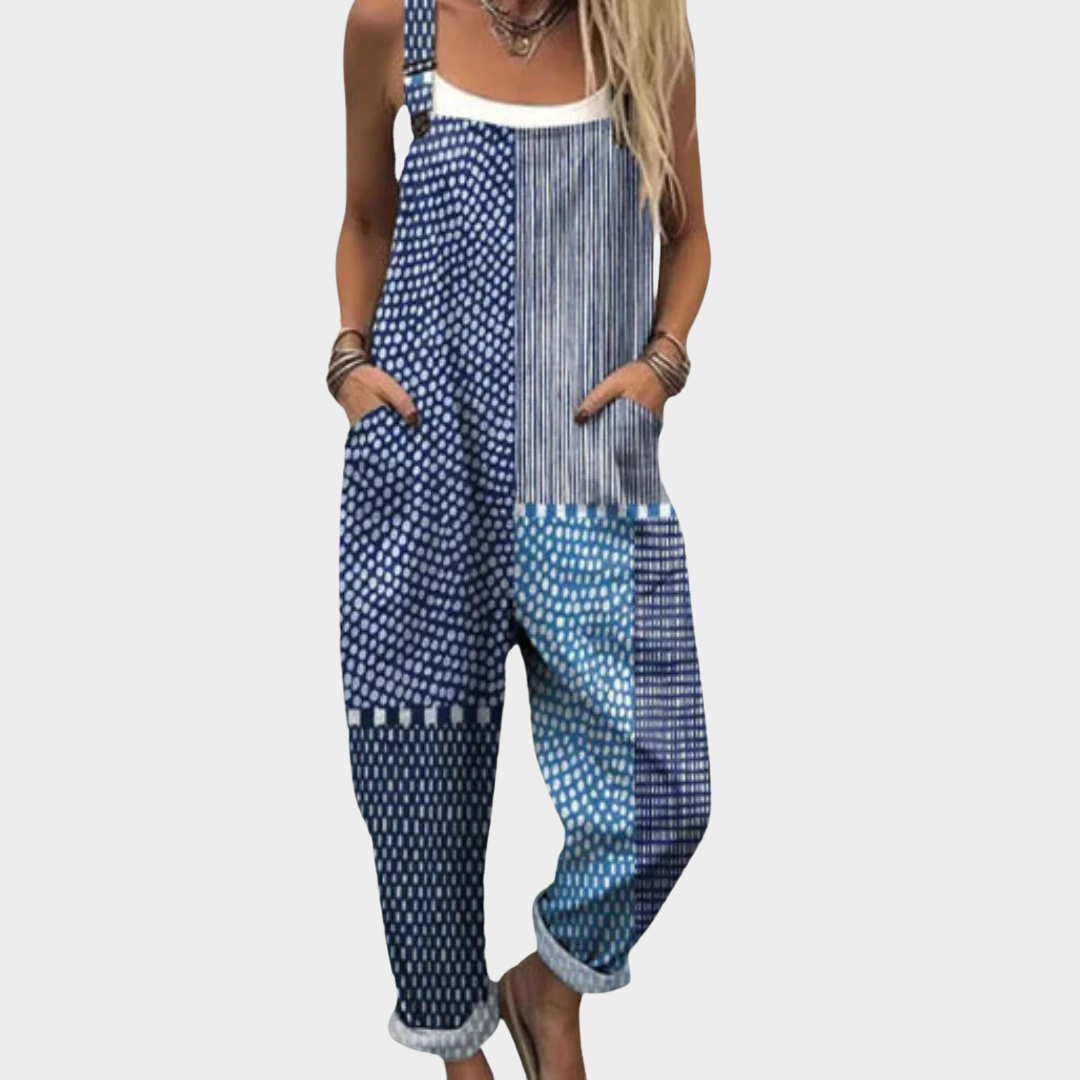 Hilde | Peto con patchwork azul gráfico