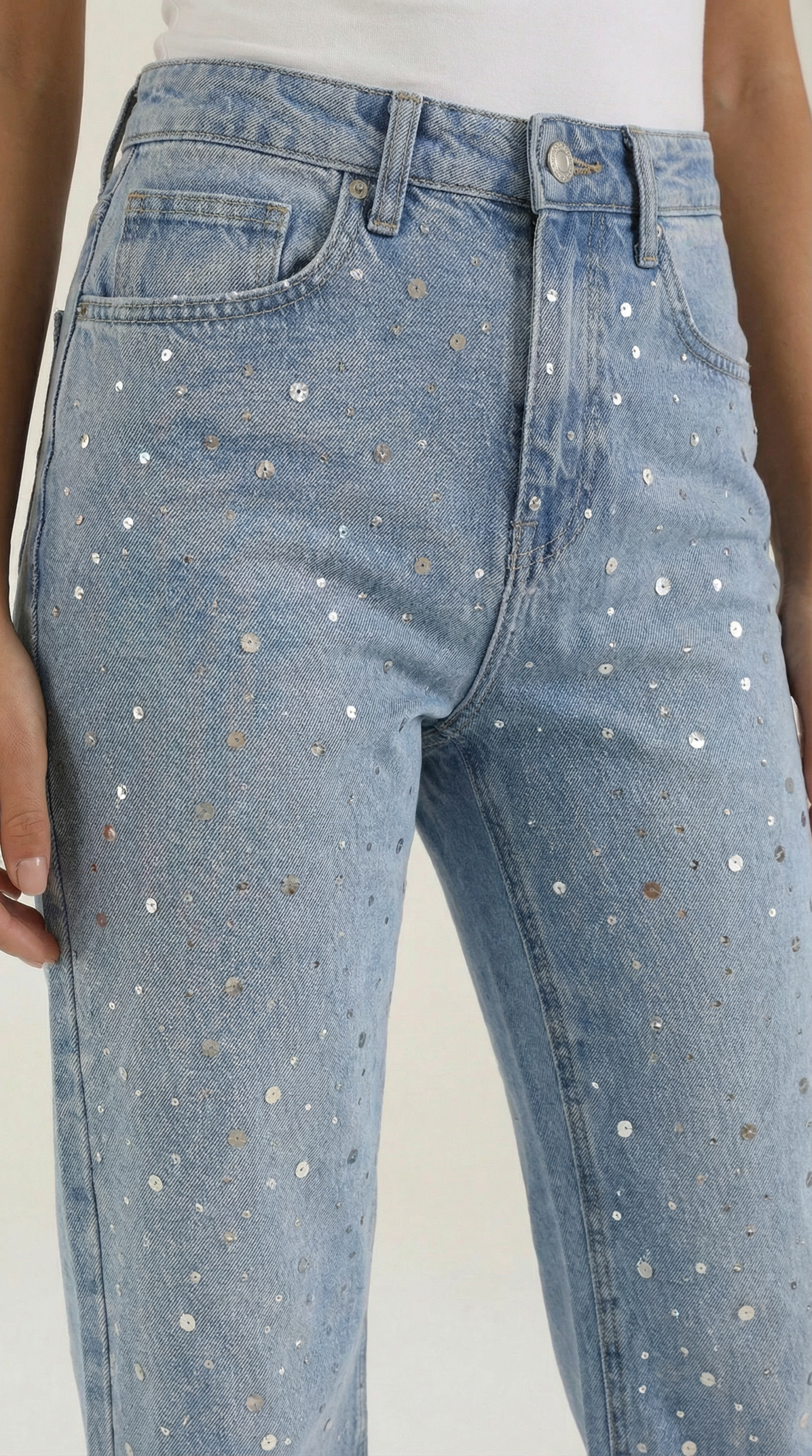 Jeans baggy con detalle brillante