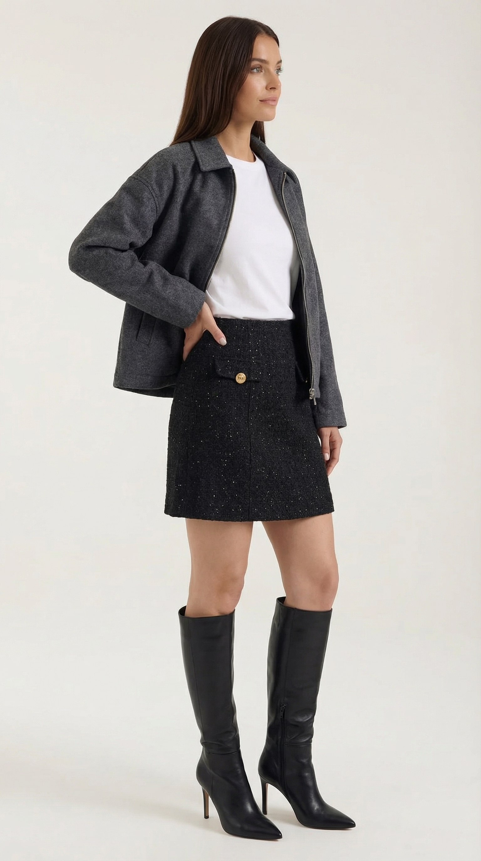 Mini falda con acabado brillante sofisticado