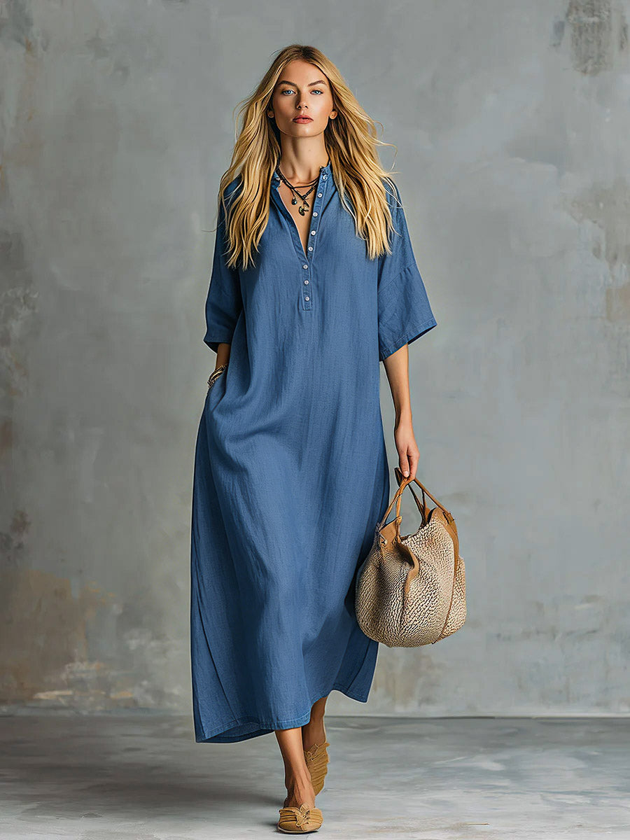 Vestido Maxi Denim Tencel