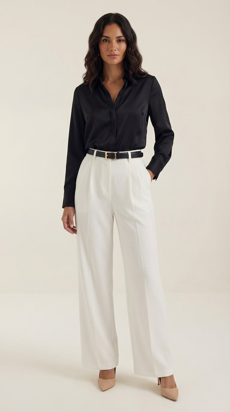 Pantalón de pierna recta y talle alto