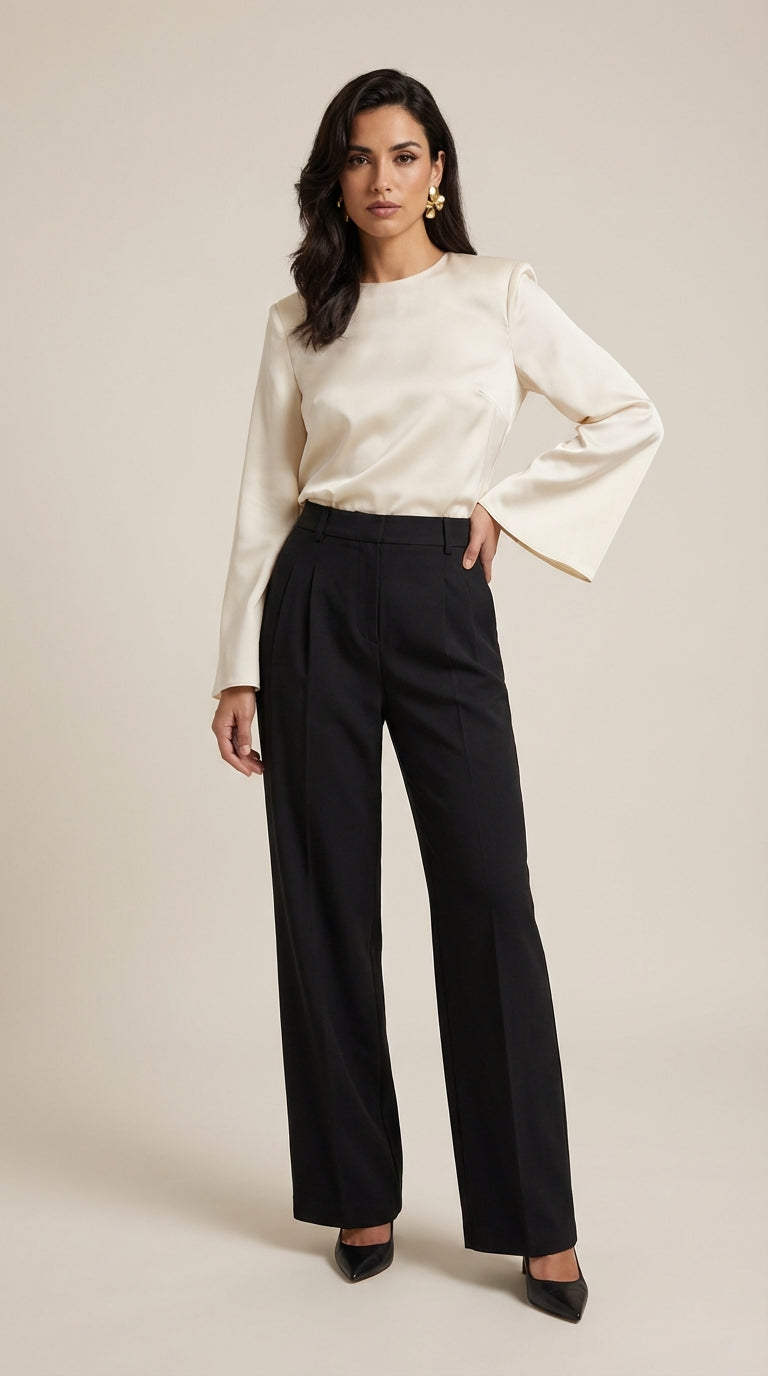 Pantalones de oficina de pierna ancha