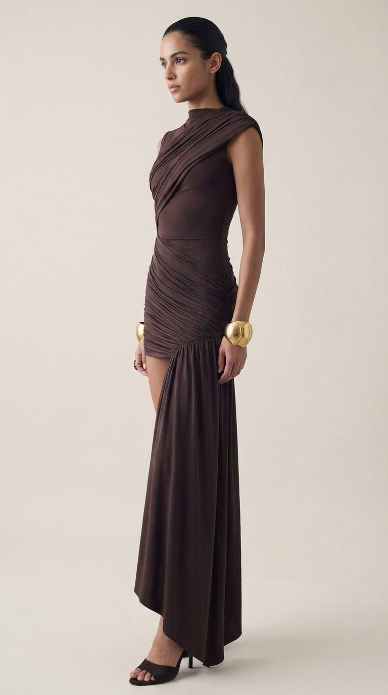 Vestido Mini Asimétrico Drapado