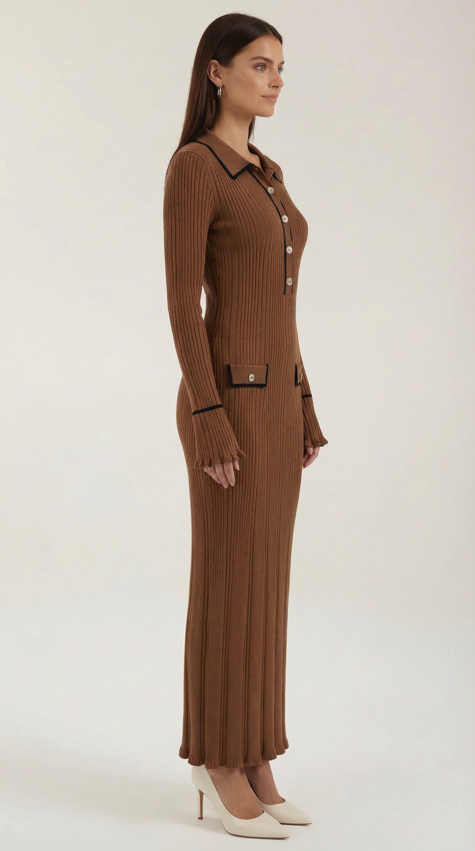 Vestido maxi ajustado de silueta definida