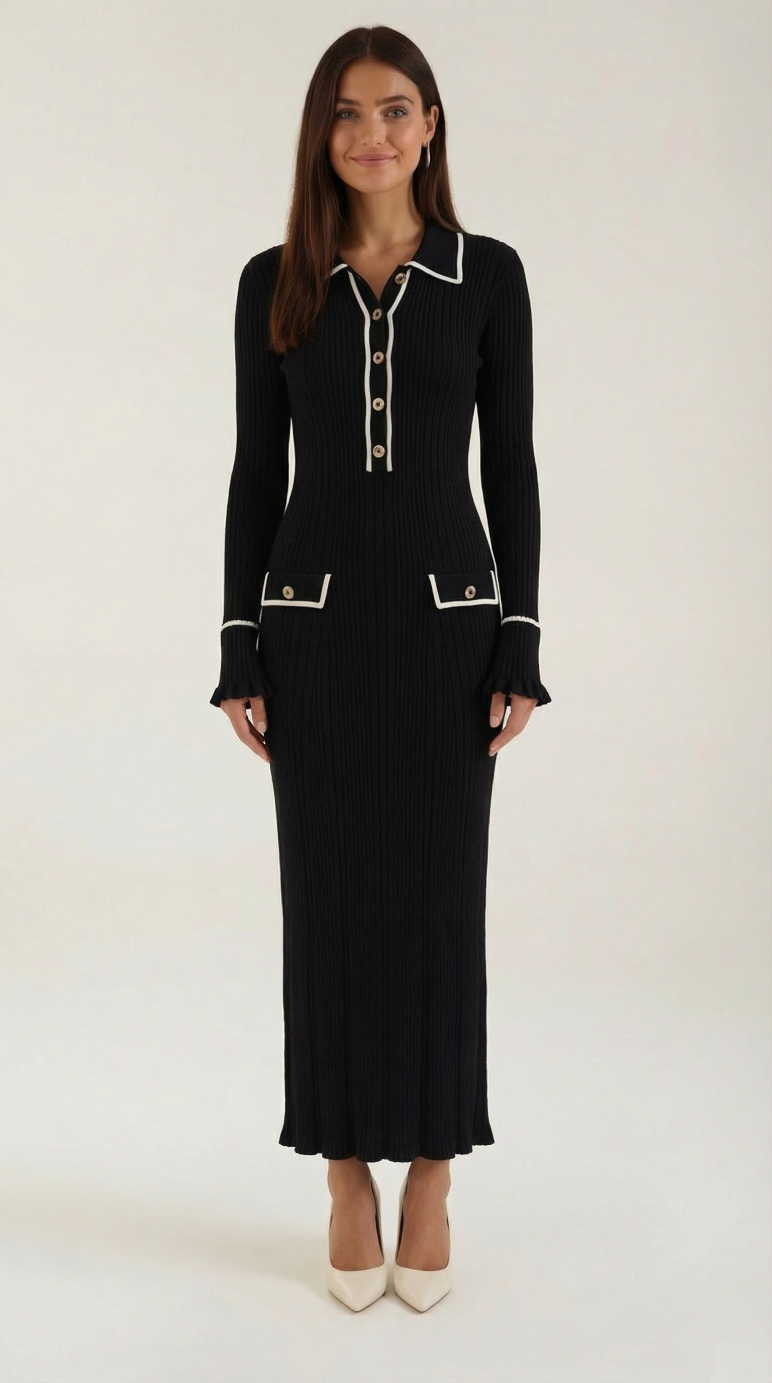 Vestido maxi ajustado de silueta definida