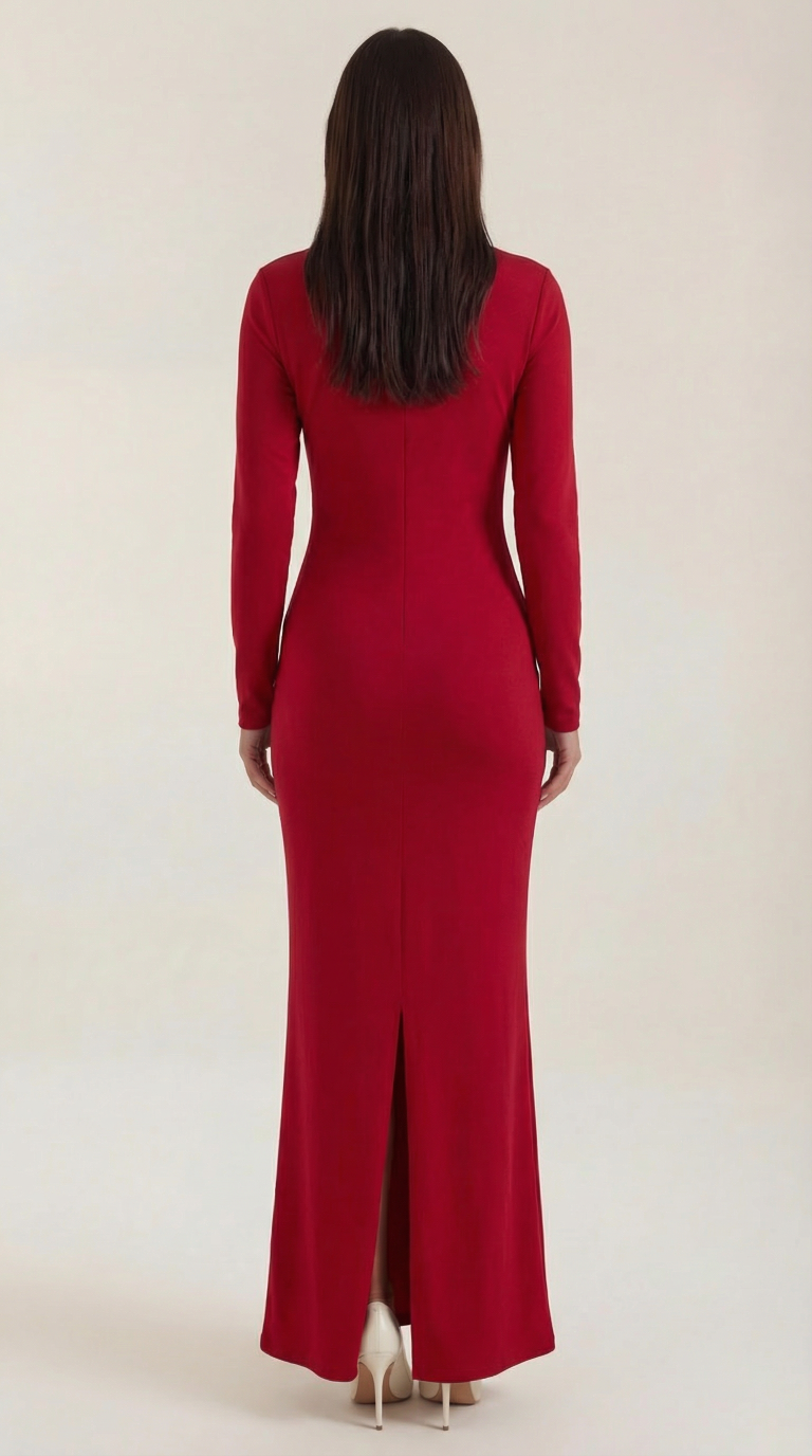 Vestido maxi bodycon de corte largo