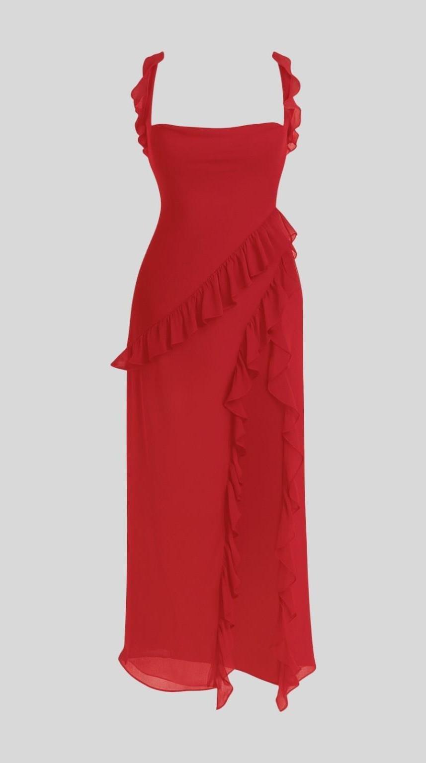 Vestido maxi de caída fluida artesanal
