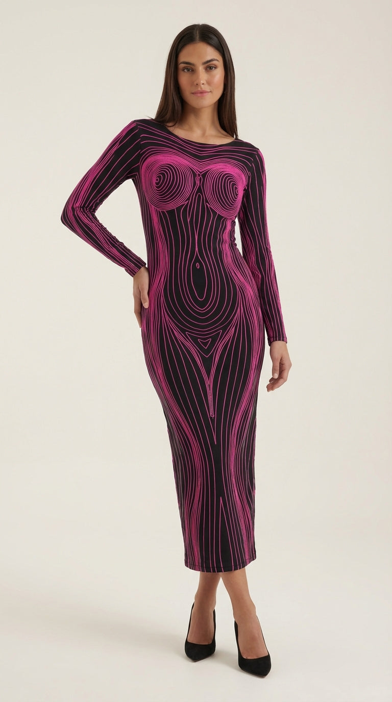 Vestido maxi de estilo maximalista ajustado