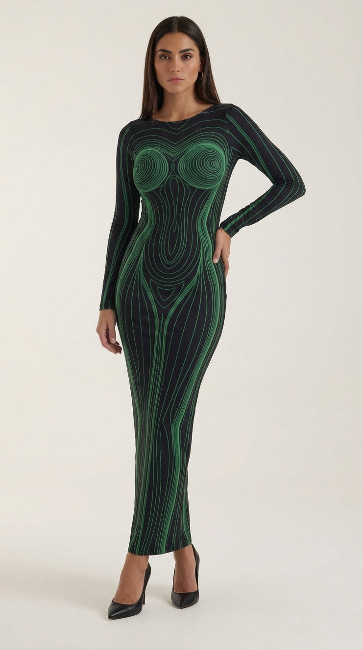 Vestido maxi de estilo maximalista ajustado