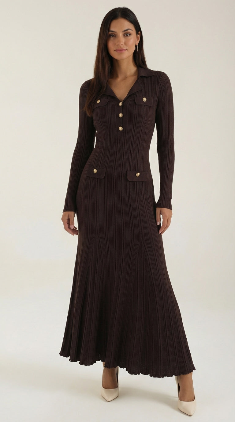 Vestido maxi de punto ajustado