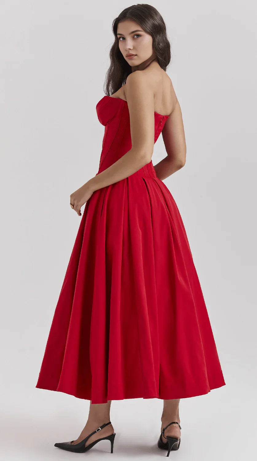 Vestido maxi fluido con detalles artesanales