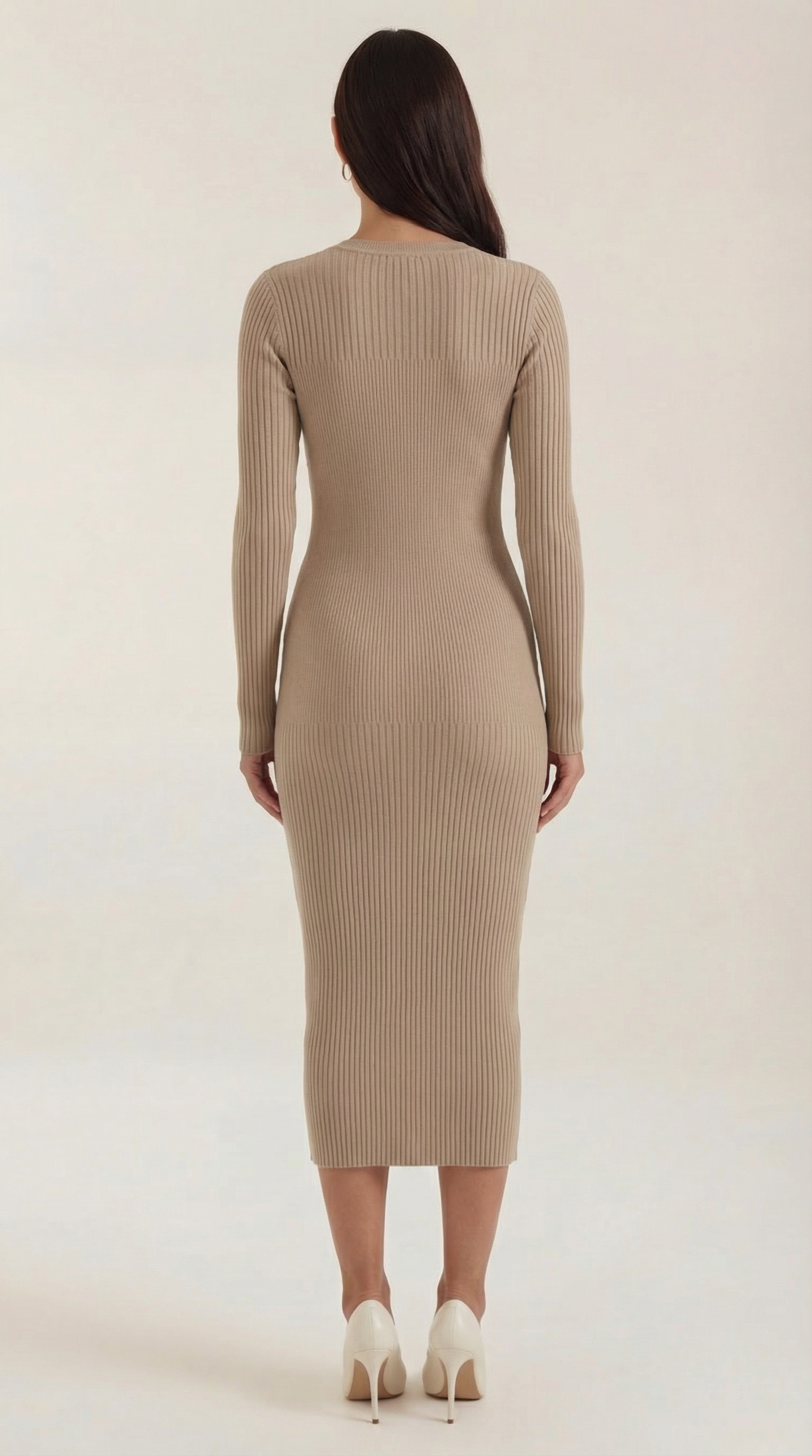 Vestido midi ajustado acanalado