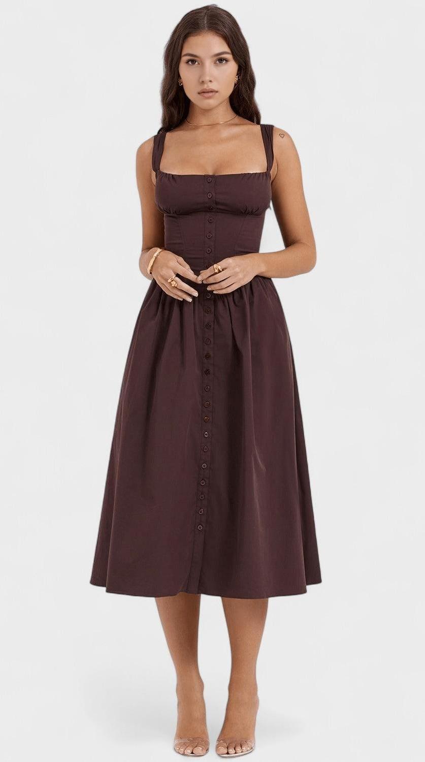 Vestido midi con drapeado elegante