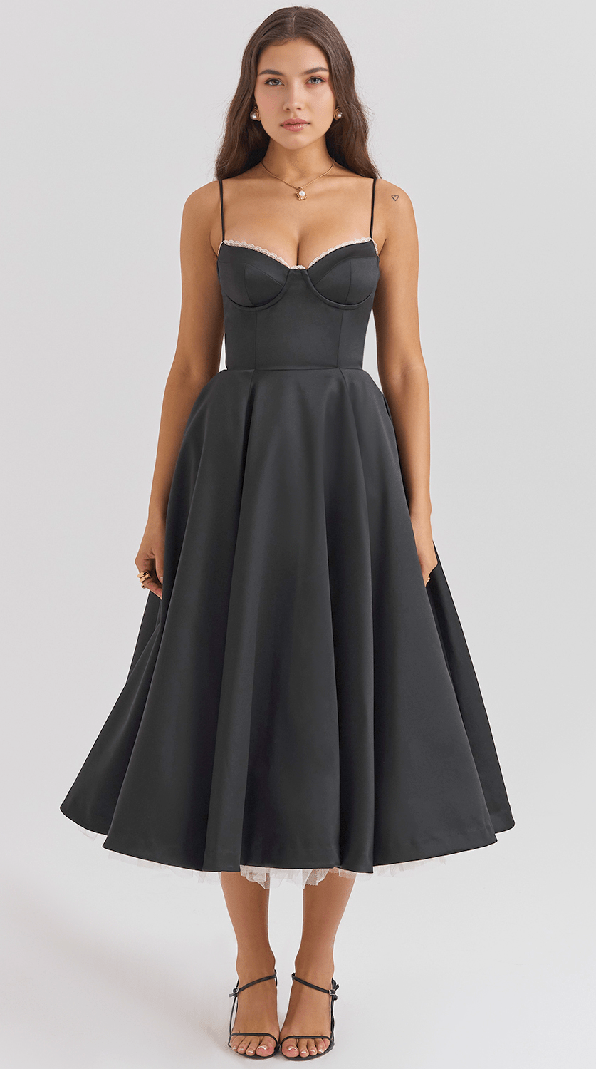 Vestido midi de silueta drapeada